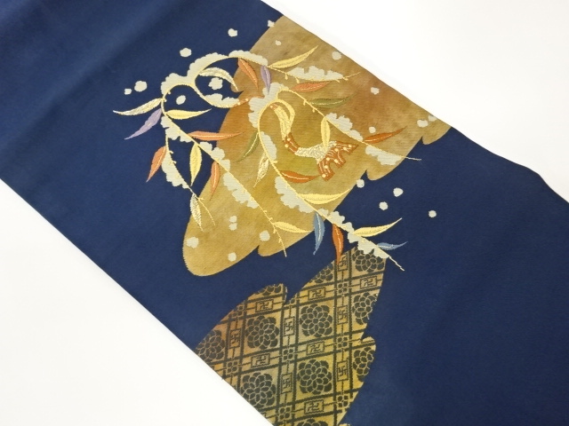 雲に木・蜀江文模様織出し名古屋帯